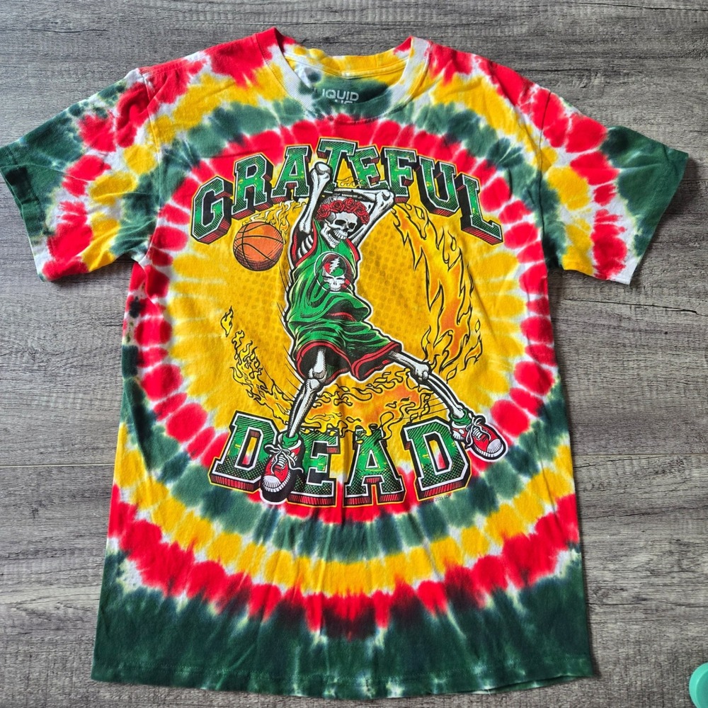 Liquid Blue Grateful Dead Basketball Skeleton Tie Dye Shirt Mens Medium 2023 GDP